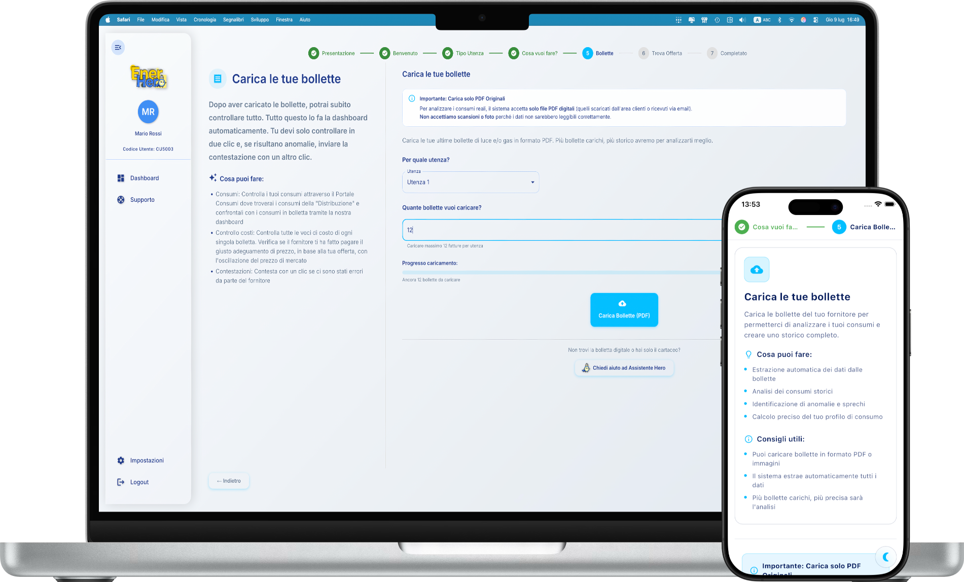 Ti prendiamo per mano e popoliamo la tua dashboard - software EnerHero